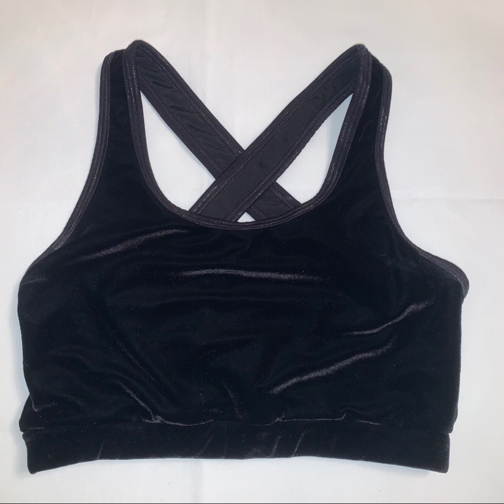 Black velvet sports bra